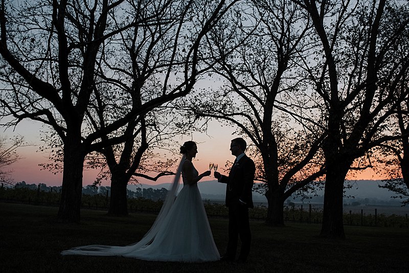 Yering Station Wedding, Yering Station, Yarra Valley Wedding, Yarra Valley Sunset, Yering Station Sunset, Bride, Groom, Autumn wedding, Raffaele Cuica Bridal Couture, Matt Finch Celebrant, Sugarbee FlowersYering Station Autumn Wedding, Bride Prep, Bridesmaids, Black Bridesmaids dress, Ceremony