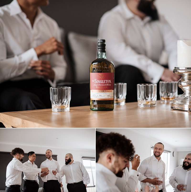 Groom prep photos, groom scotch shots