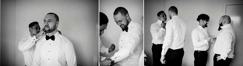 Groom getting dressed