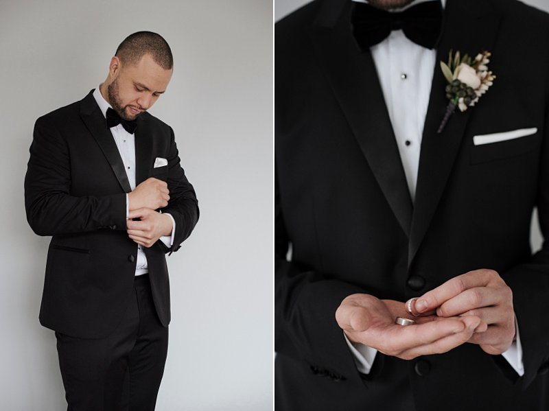 Groom black tie dinner suit