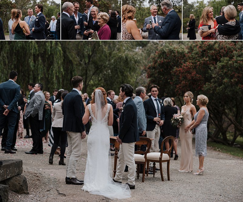 Inglewood Estate Wedding, Chapel wedding, rustic chapel, groom crying, Andrew Redman Celebrant, Chapel Exit, Petal throw