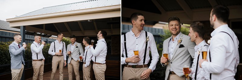 Groomsmen casual drinking shots