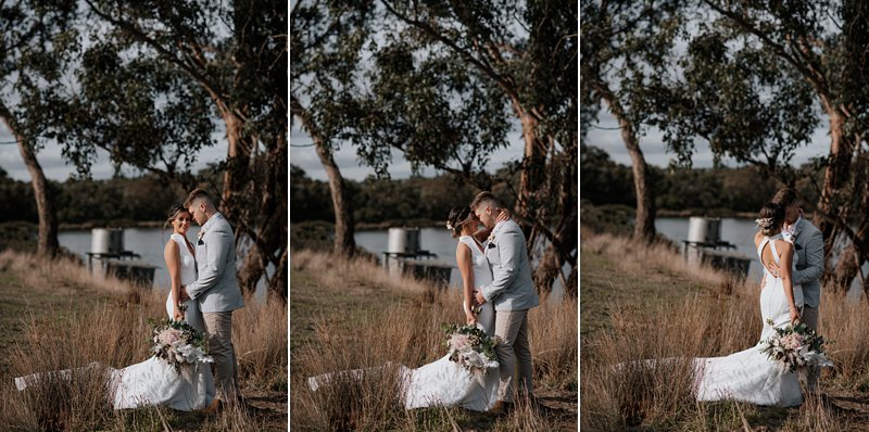 The Farm Yarra Valley, Rustic Farm Wedding, Bride and Groom by the creek