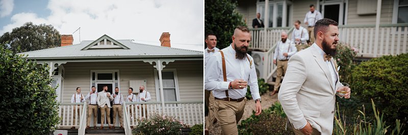 Wandin Park Estate wedding, Farm Wedding, Groom getting ready, groomsmen no jacket, groom cream linen blazer