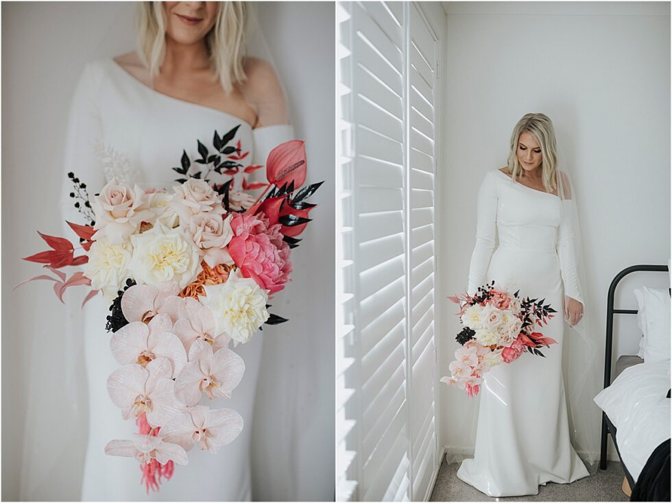 Twelve South Bridal, Emily Membrey Elopement , Naomi Rose Floral Design Modern Bright Bouquet